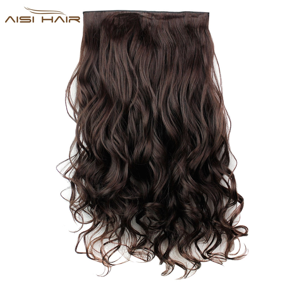 AISI HAIR Fashion Long Curly Synthetic 5 Clips in Wig Extensions