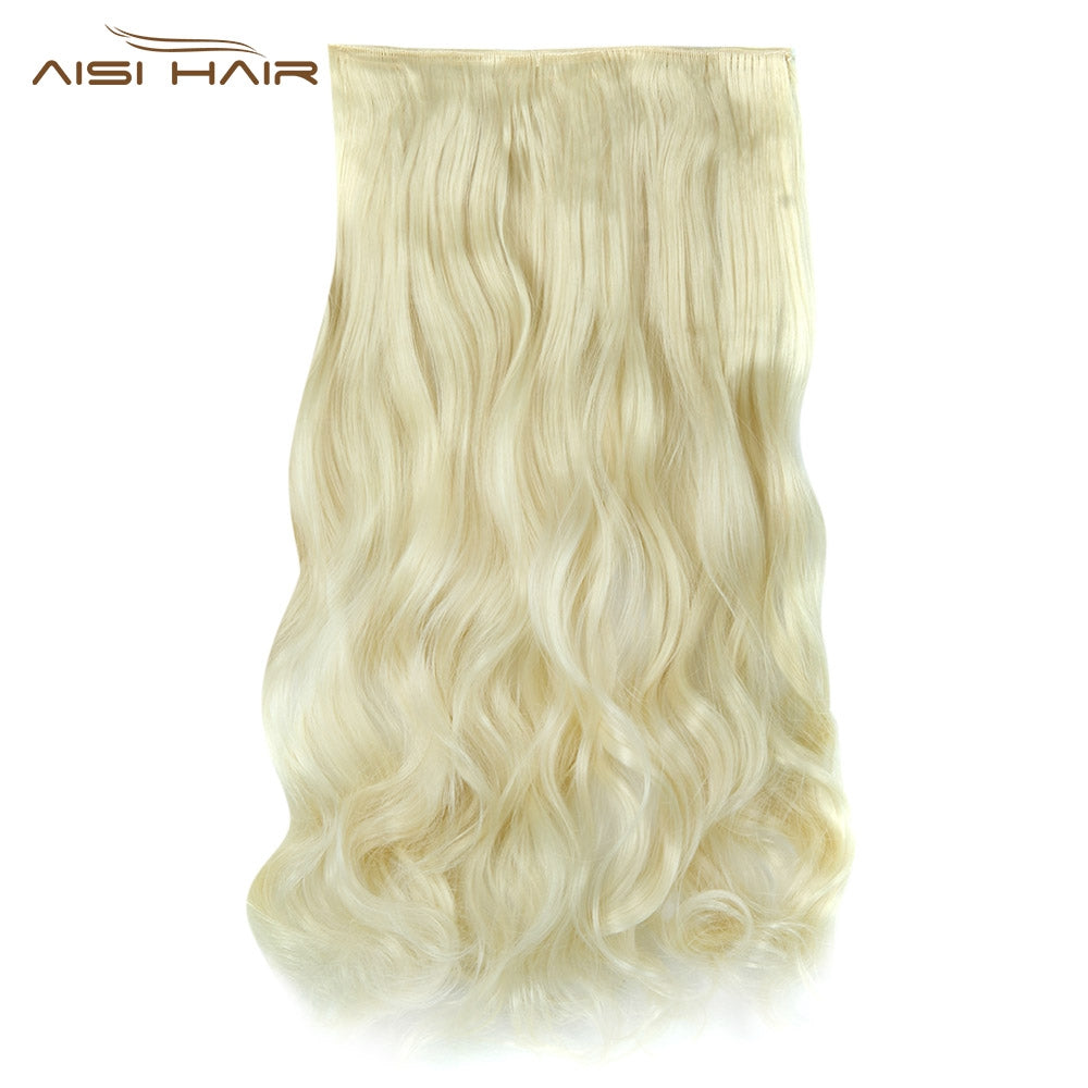 AISI HAIR Fashion Long Curly Synthetic 5 Clips in Wig Extensions