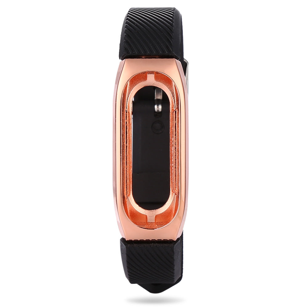 14mm Rubber Strap Metal Case for Xiaomi Miband 2 Smart Wristband