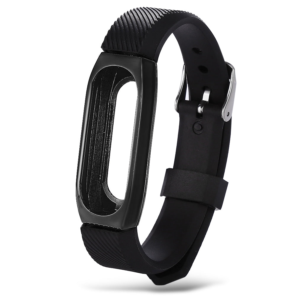 14mm Rubber Strap Metal Case for Xiaomi Miband 2 Smart Wristband