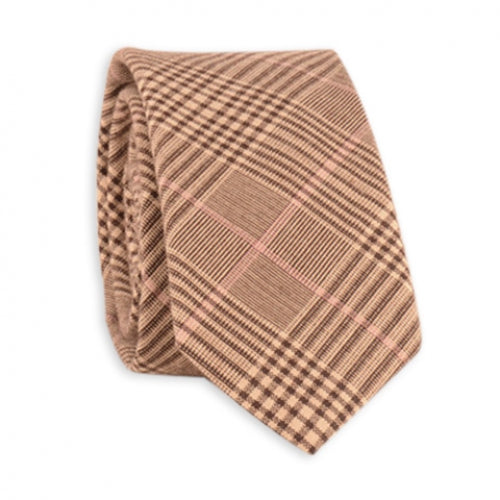 Cotton Blend Plaid Pattern Tie