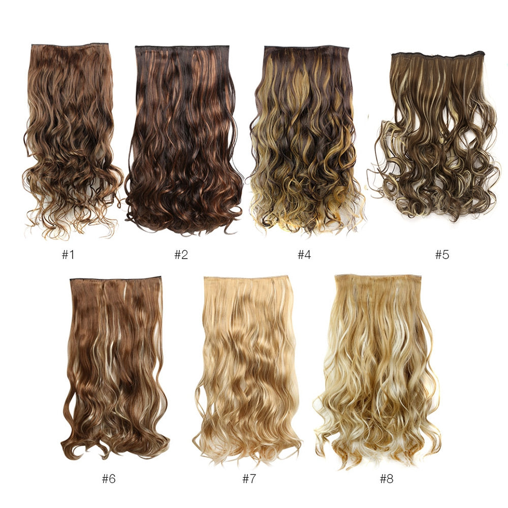 AISI HAIR Long Curly Mixed Colors 5 Clips in Hair Extensions