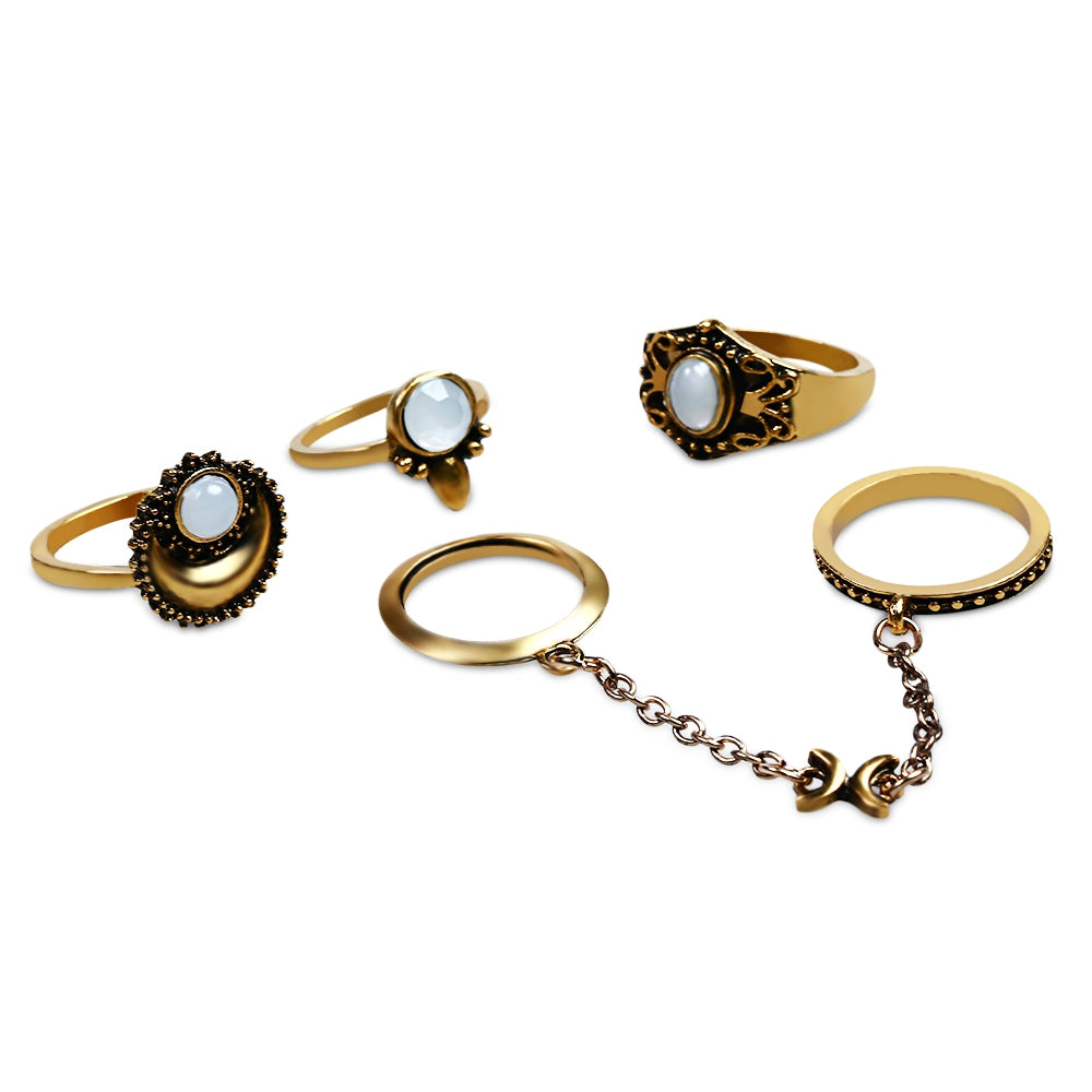 5pcs Fashion National Style Alloy Rings for Ladies