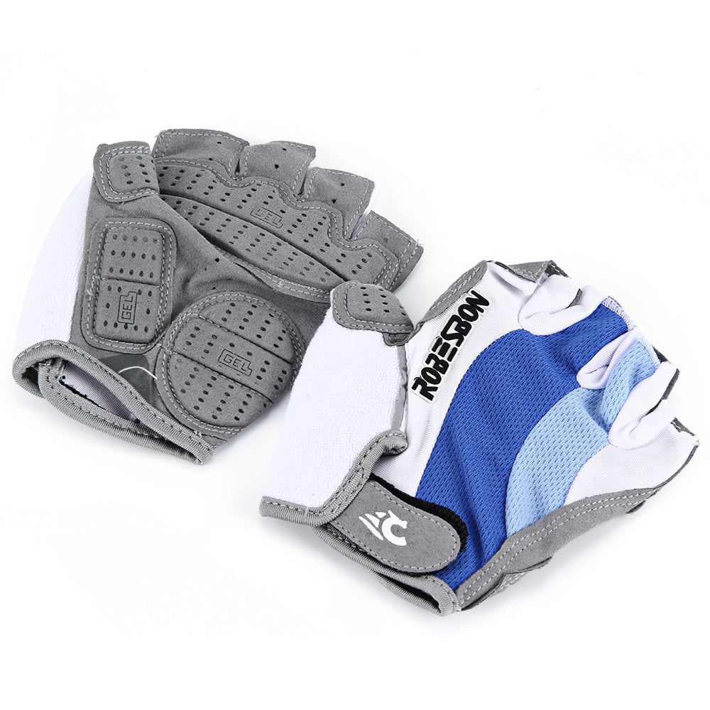 2pcs Robesbon Breathable Mountain Road Bike Half Finger Cycling Bicycle Gloves Gel Silicone