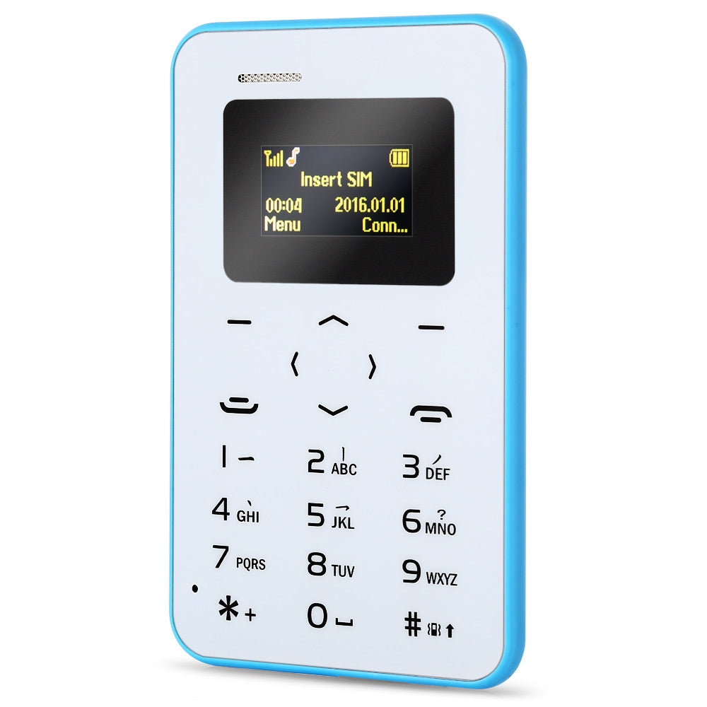 AIEK Q2 0.96 inch Ultra-thin 4.8mm Card Mobile Phone Low Radiation with FM Radio Audio Player Alarm