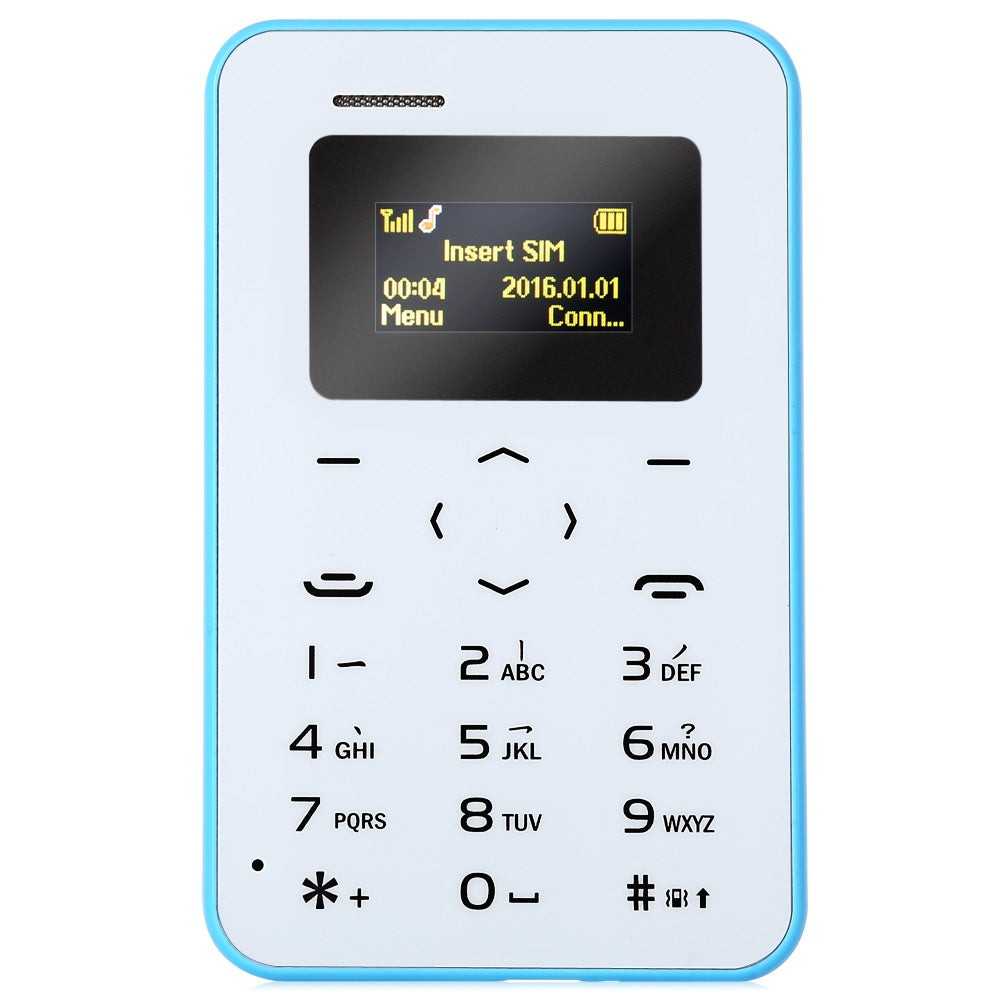 AIEK Q2 0.96 inch Ultra-thin 4.8mm Card Mobile Phone Low Radiation with FM Radio Audio Player Alarm