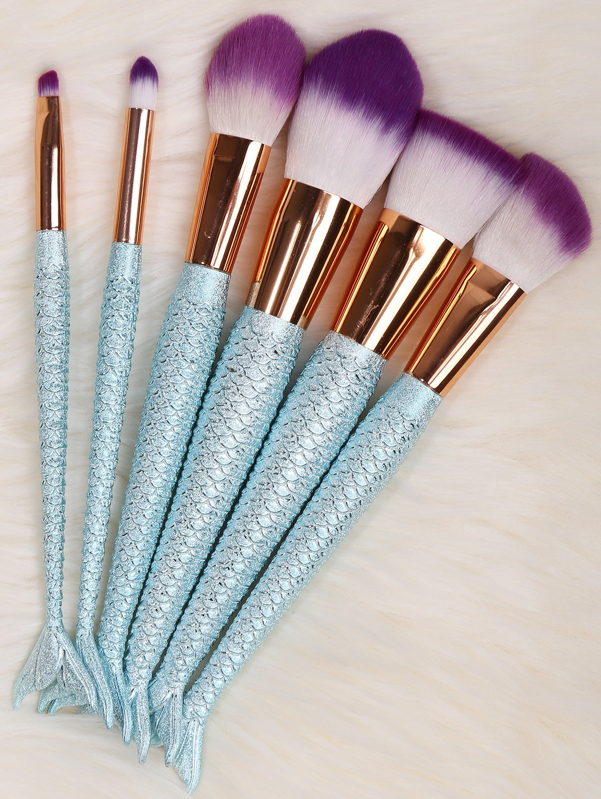 6 Pcs Mermaid Shape Multifunction Makeup Brush Set