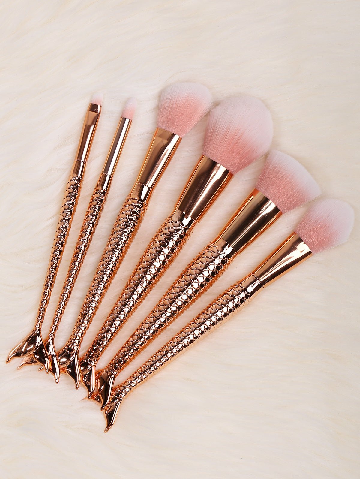 6 Pcs Mermaid Shape Multifunction Makeup Brush Set