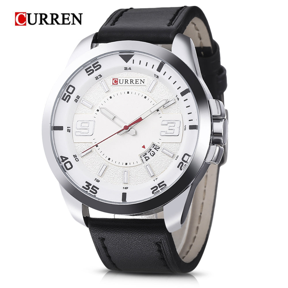 CURREN 8213 Quartz Date Display Leather Strap Watch for Men