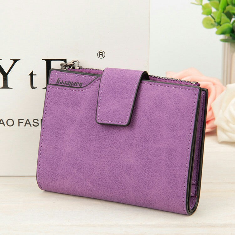 Baellerry Multifunction Frosted PU Leather Card Holder Short Clutch Wallet for Women