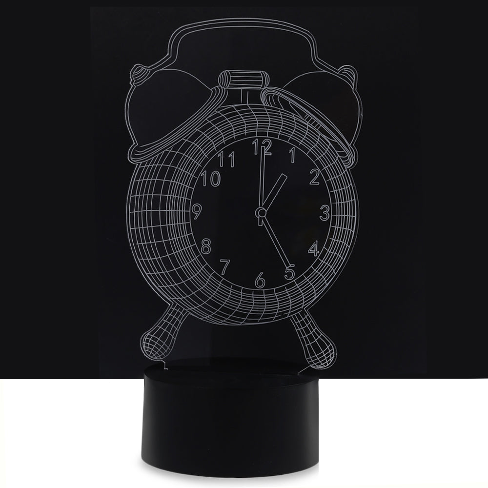 Colorful Alarm Clock Design USB Night Light 3D LED Lamp