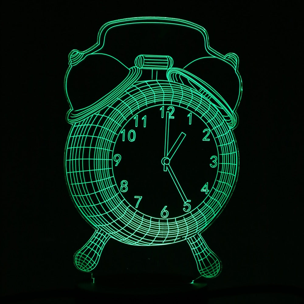 Colorful Alarm Clock Design USB Night Light 3D LED Lamp