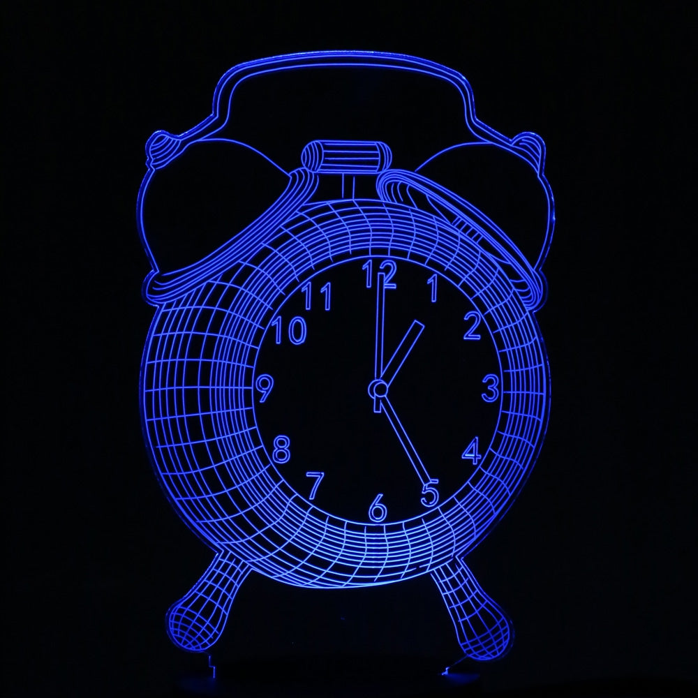 Colorful Alarm Clock Design USB Night Light 3D LED Lamp