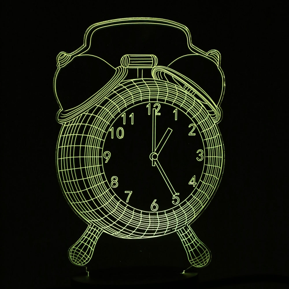 Colorful Alarm Clock Design USB Night Light 3D LED Lamp