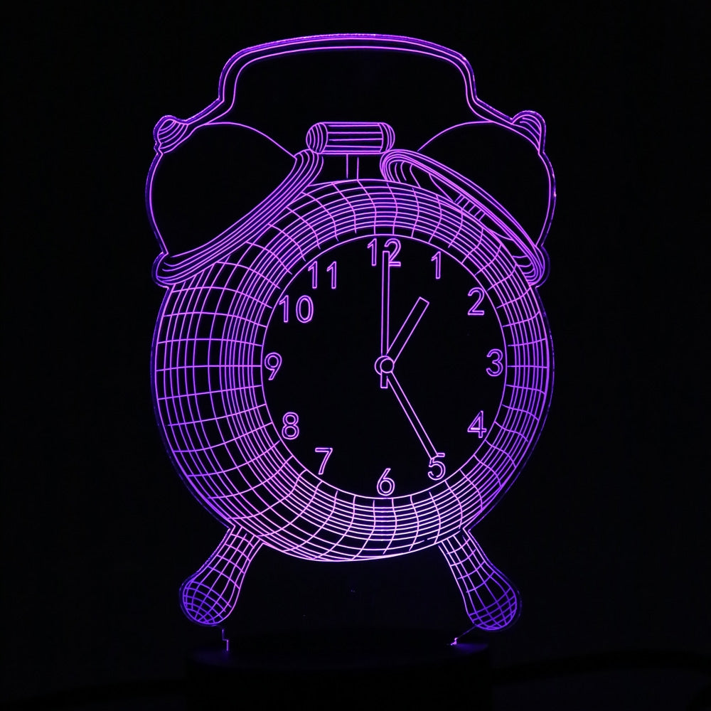 Colorful Alarm Clock Design USB Night Light 3D LED Lamp