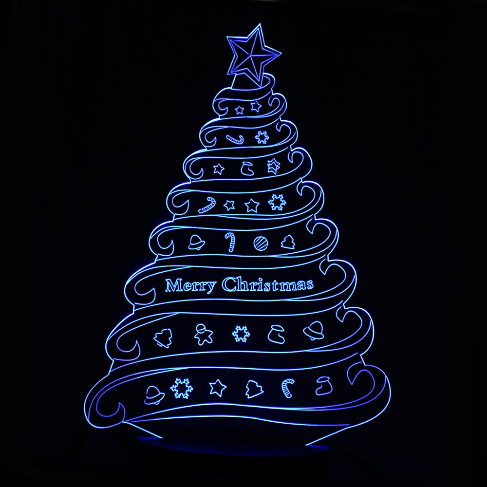 Colorful Christmas Tree Design USB Night Light 3D LED Lamp