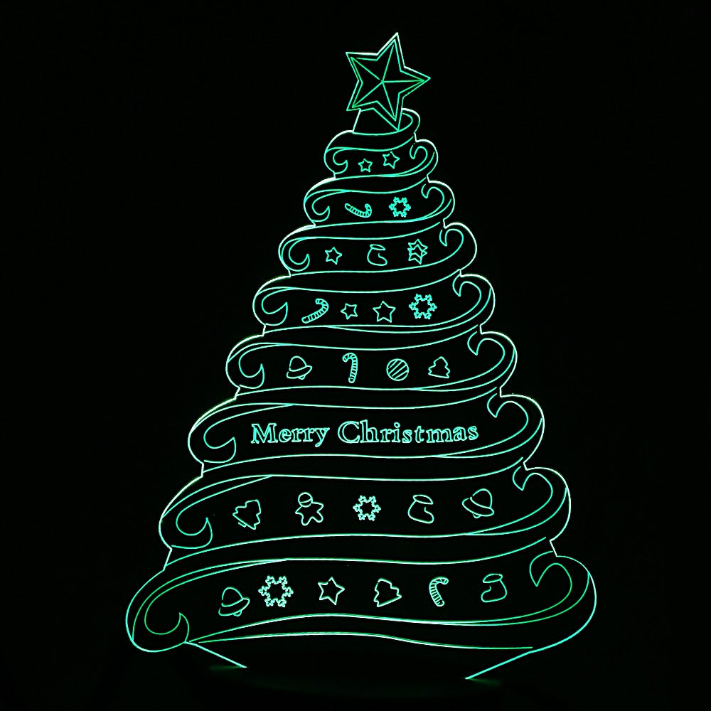 Colorful Christmas Tree Design USB Night Light 3D LED Lamp