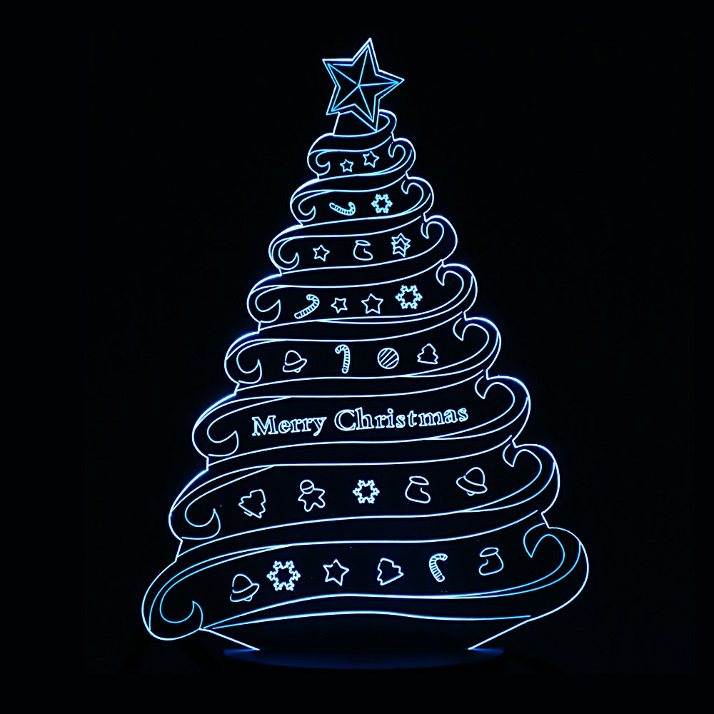Colorful Christmas Tree Design USB Night Light 3D LED Lamp