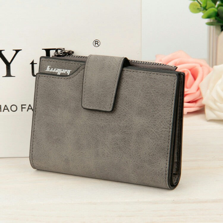 Baellerry Multifunction Frosted PU Leather Card Holder Short Clutch Wallet for Women