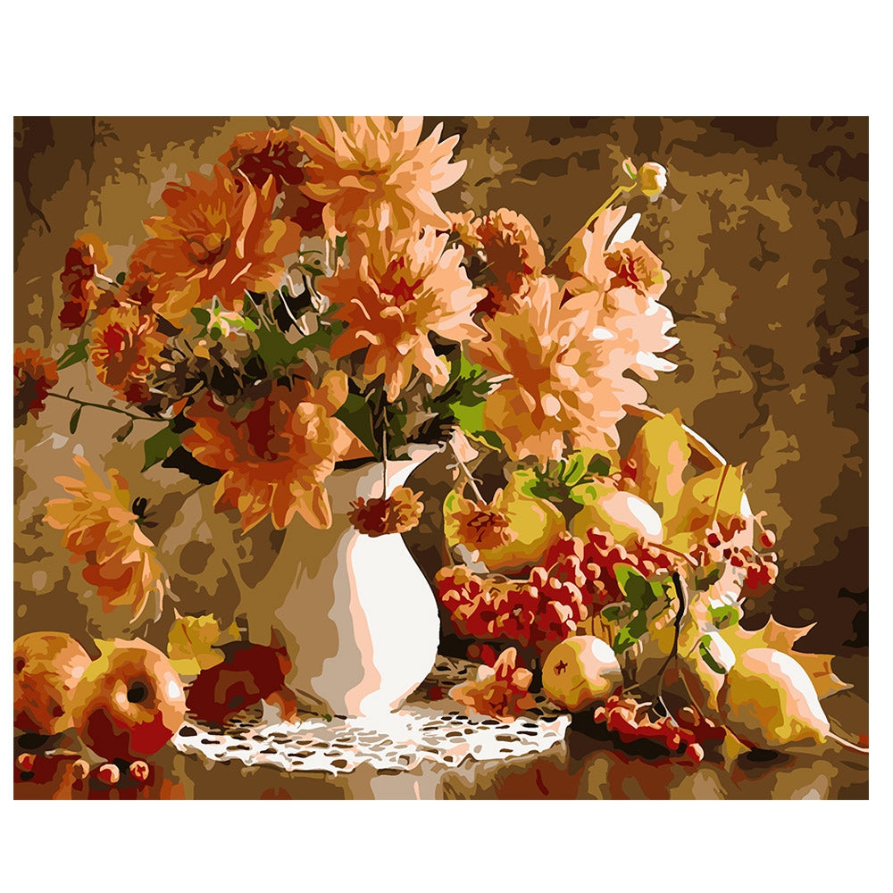 Bloomed Flower and Fruit Digital Oil Painting Set Wall Home Decor