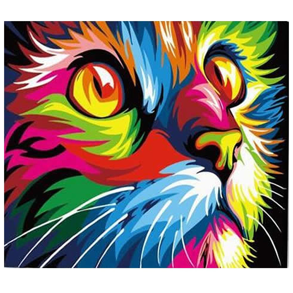 Colorful Cat Face DIY Digital Oil Hand Painting Wall Decor