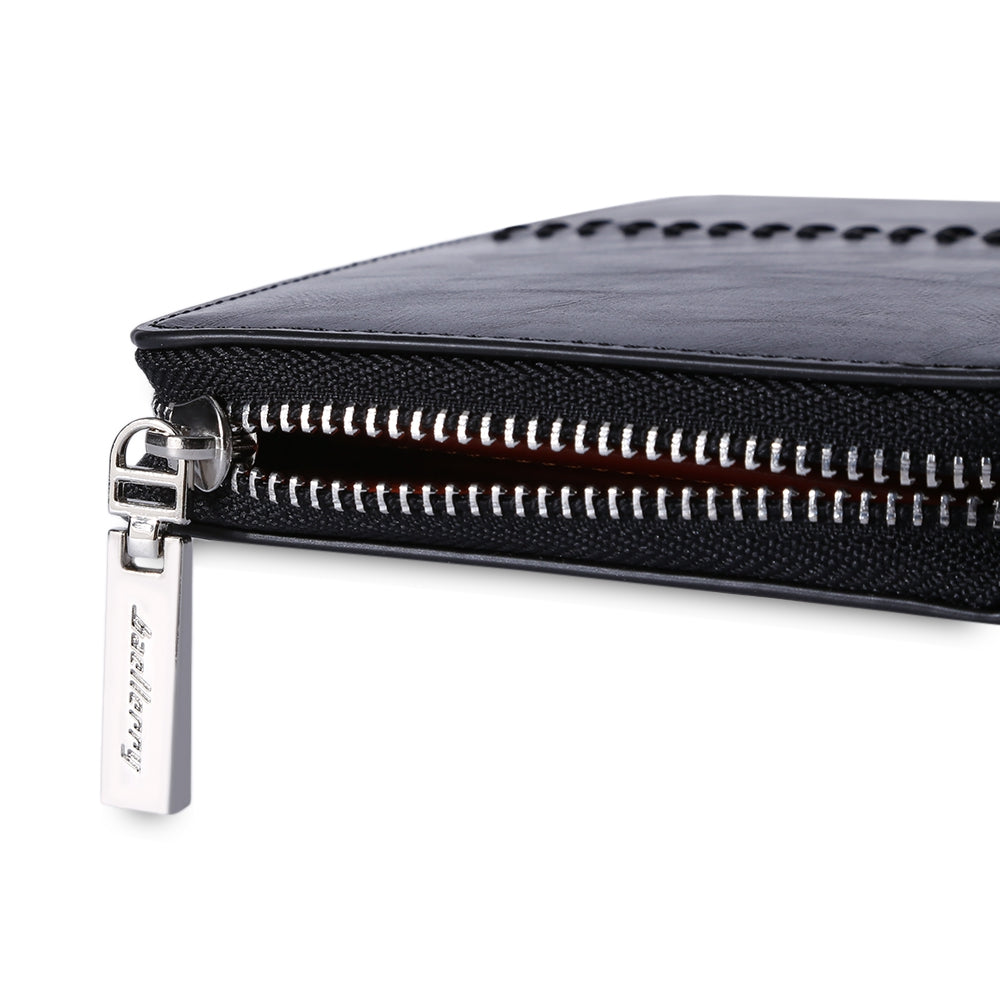 Baellerry Stylish PU Leather Weave Embellishment Card Holder Clutch Wallet for Men