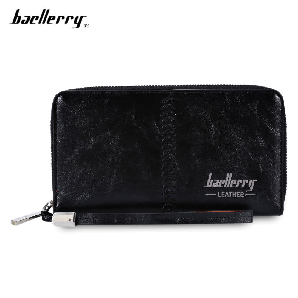 Baellerry Stylish PU Leather Weave Embellishment Card Holder Clutch Wallet for Men