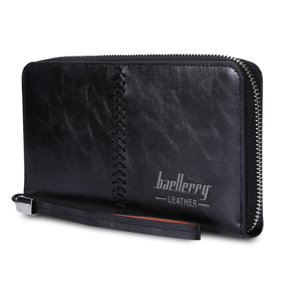 Baellerry Stylish PU Leather Weave Embellishment Card Holder Clutch Wallet for Men