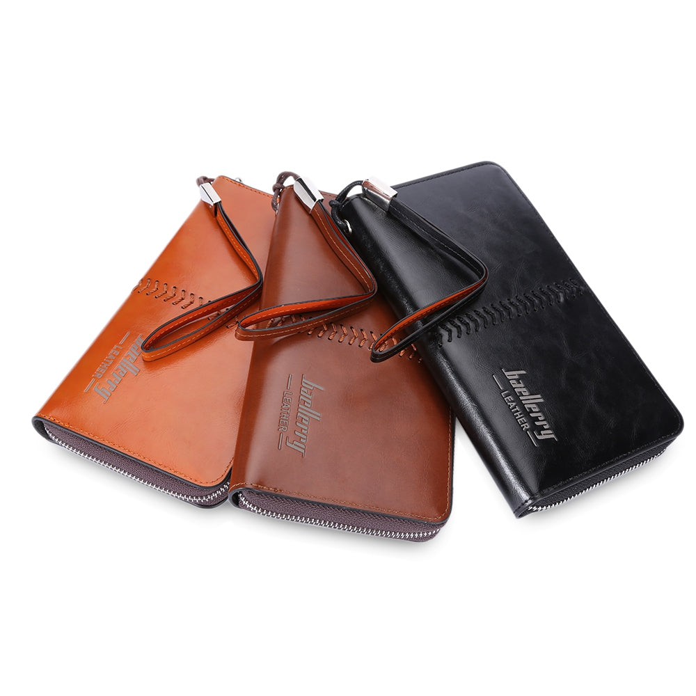 Baellerry Stylish PU Leather Weave Embellishment Card Holder Clutch Wallet for Men