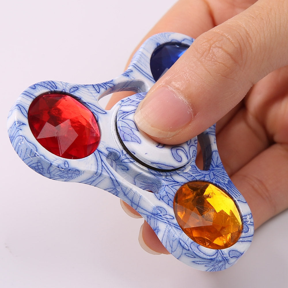 Colorful Fake Crystal Embellished Focus Toy Fidget Spinner Gyro