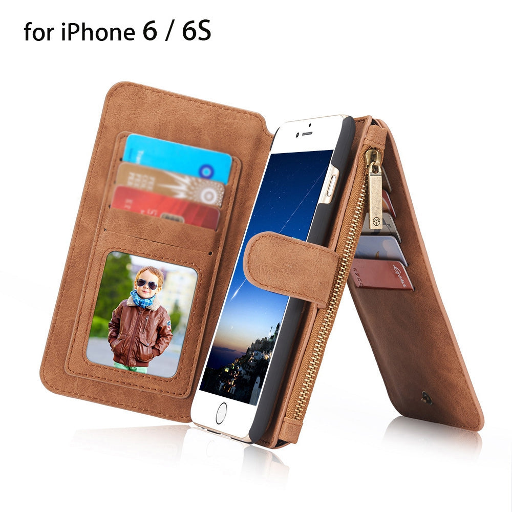 2 in 1 PU Leather Pocket Protective Case for iPhone 6 / 6S Full Body Mobile Shell with Card Slot