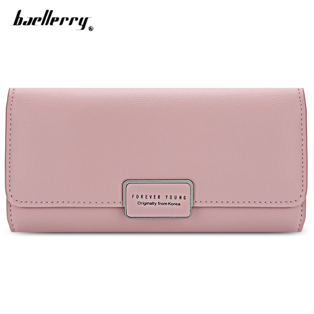 Baellerry Forever Young Logo Foldable Long Clutch Wallet Card Holder for Women