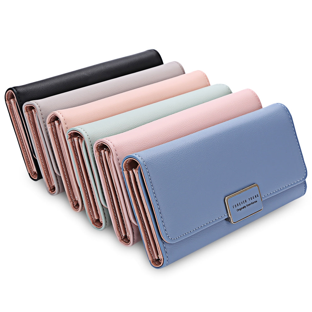Baellerry Forever Young Logo Foldable Long Clutch Wallet Card Holder for Women