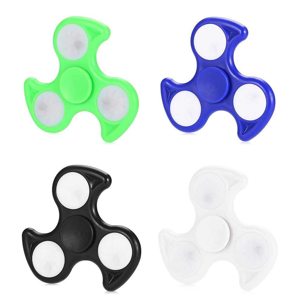 ABS Triangle Fire Wheel Fidget Spinner with LED Light ADHD Focus Anxiety Relief Toy