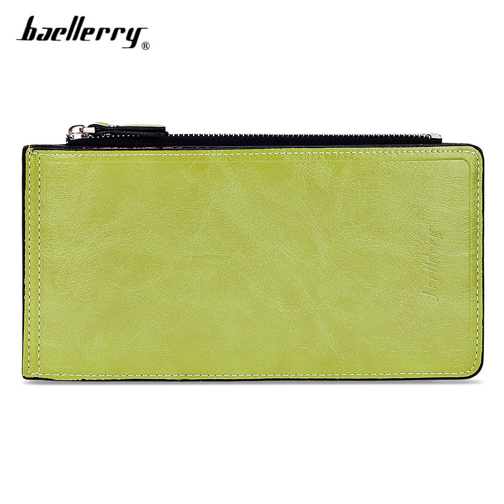 Baellerry Unisex Solid Color Zipper Hasp Design Vertical Thin Long Wallet