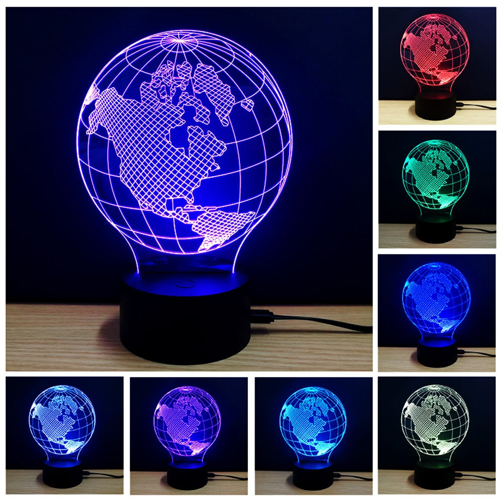 Colorful Earth Model 3D LED Table Lamp