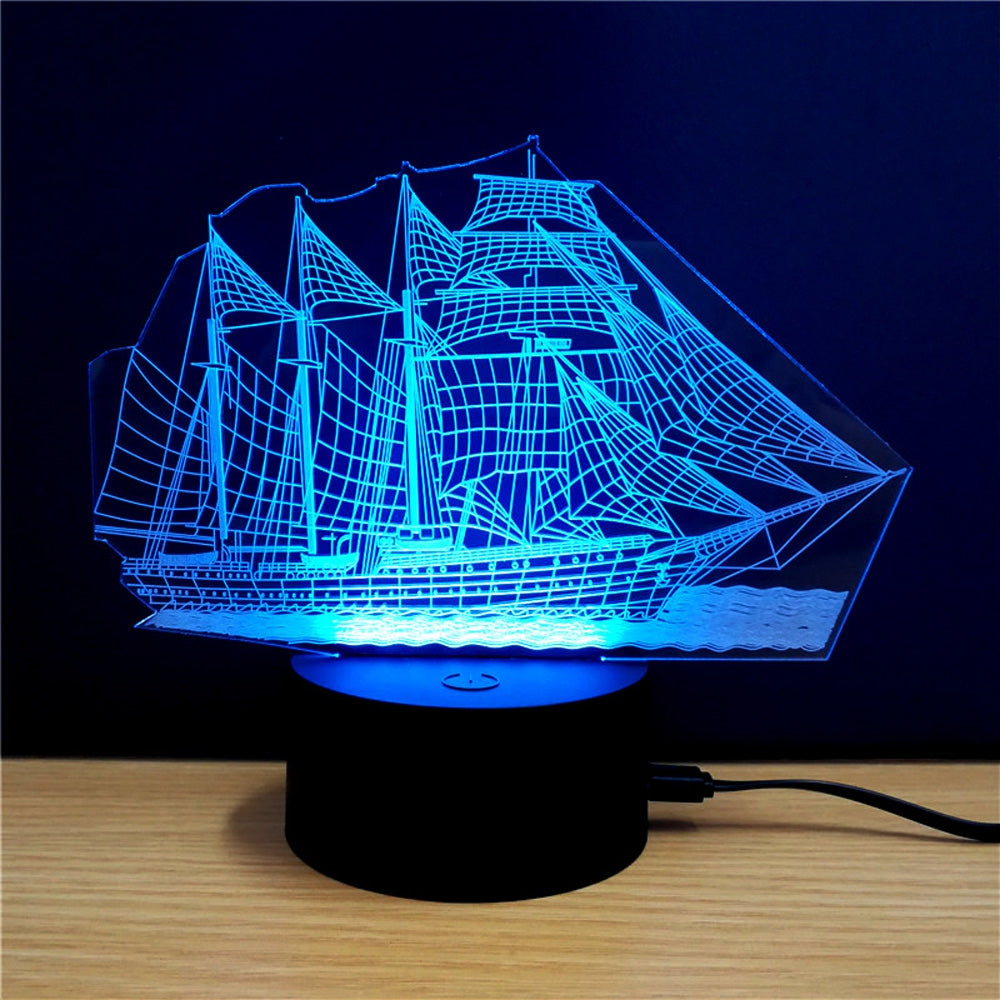 Colorful Sailboat Model 3D LED Table Lamp