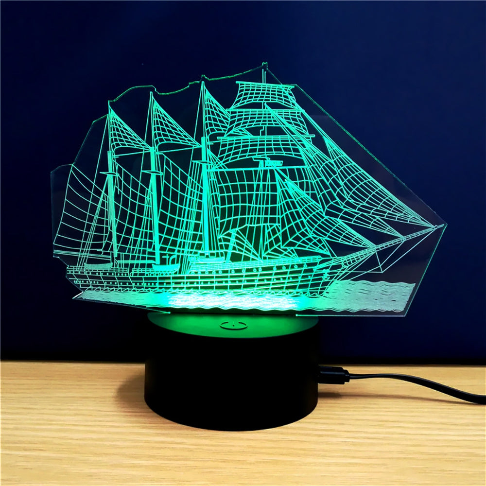 Colorful Sailboat Model 3D LED Table Lamp