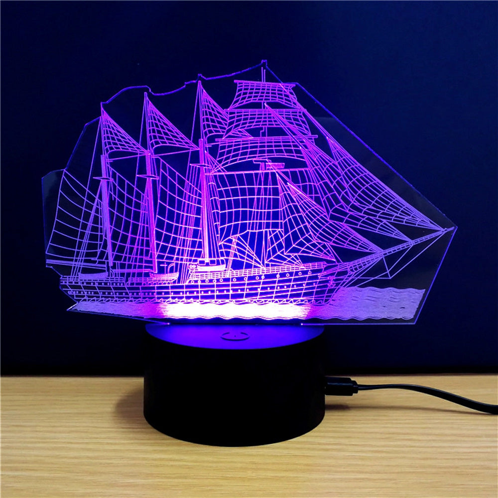 Colorful Sailboat Model 3D LED Table Lamp