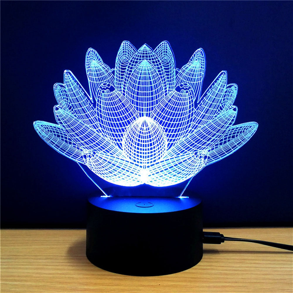 Colorful Lotus Model 3D LED Table Lamp