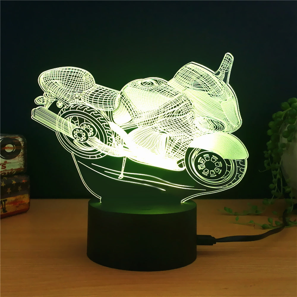 Colorful Motorcycle Shape 3D LED Table Lamp