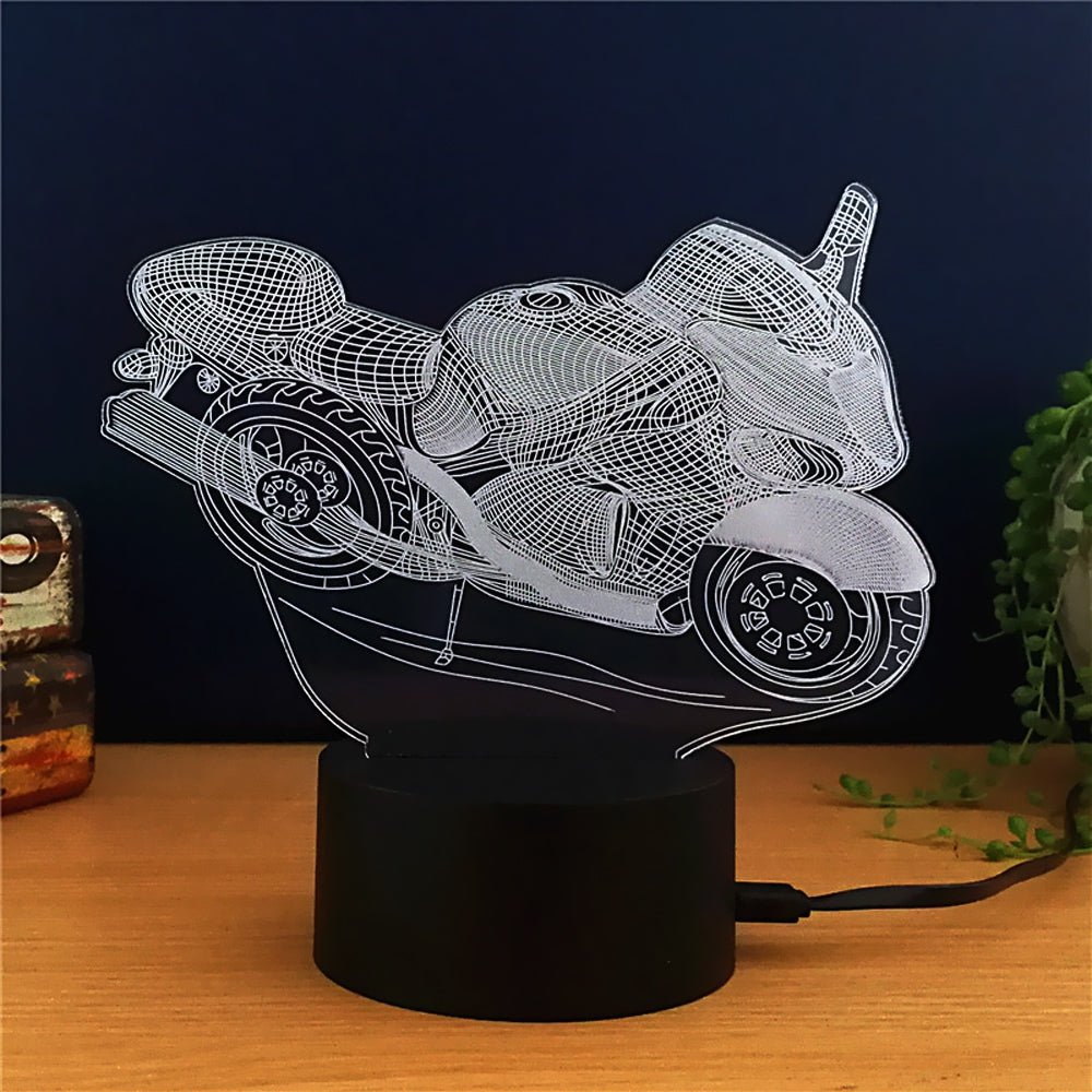 Colorful Motorcycle Shape 3D LED Table Lamp