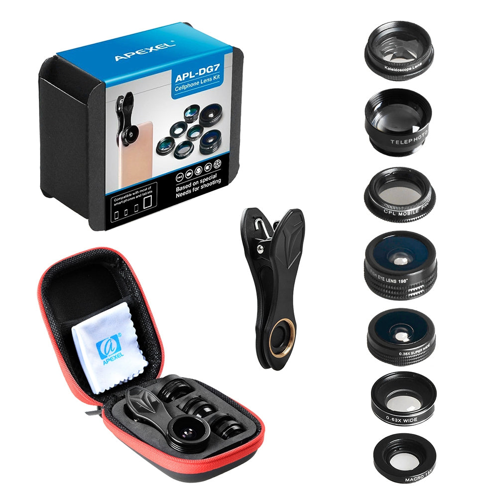 Apexel APL - DG7 7 in 1 Clip External Phone Camera Lens Kit