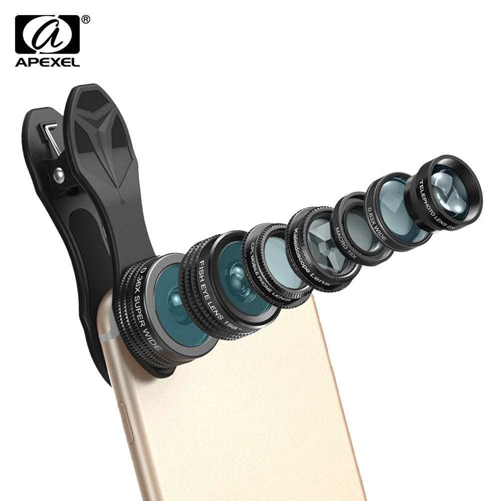 Apexel APL - DG7 7 in 1 Clip External Phone Camera Lens Kit