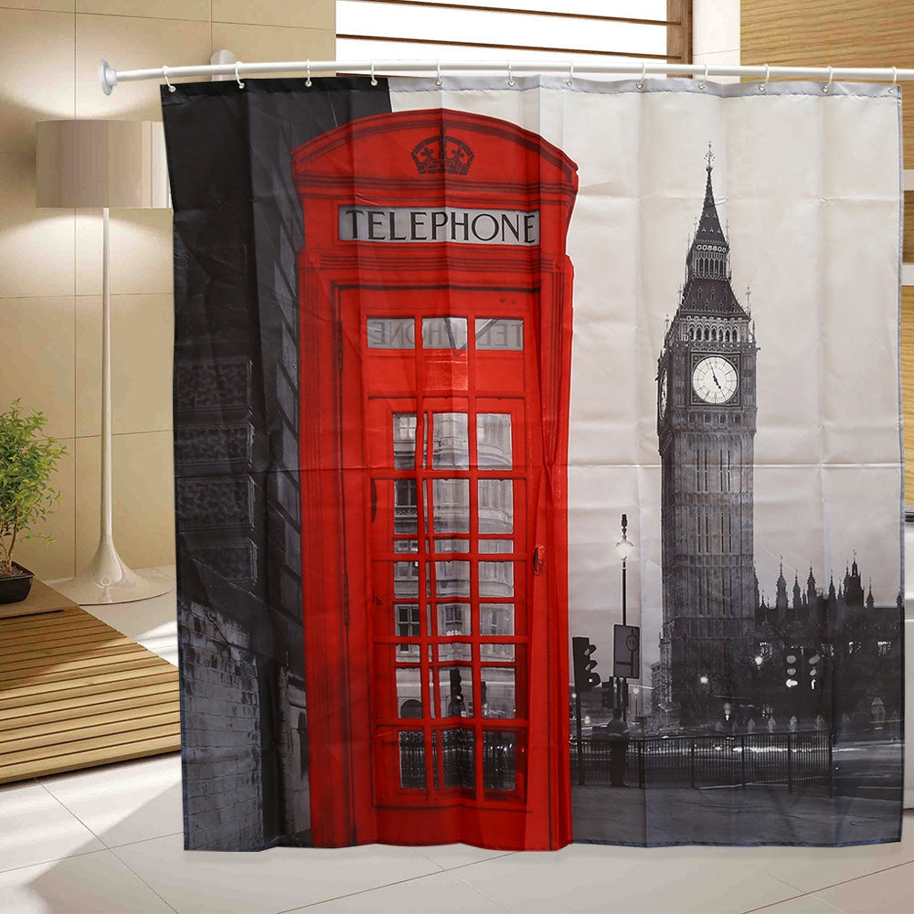 Creative London Big Ben Pattern Shower Curtain Polyester Waterproof Bathroom Decor