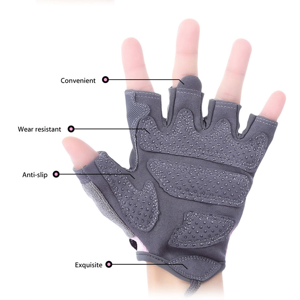 BOER Paired Fitness Sport Gym Exercise Weightlifting Women Half Finger Gloves