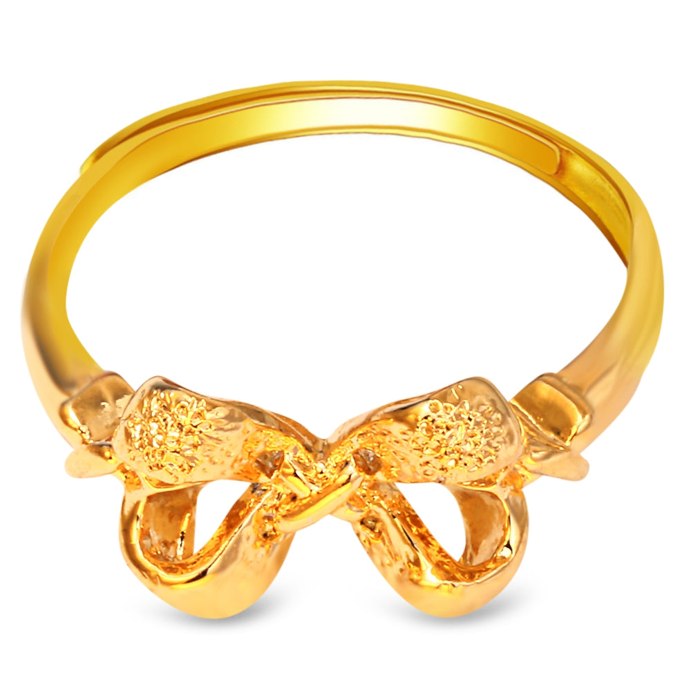 18K Plated Gold Color Bowknot Adjustable Ring for Women