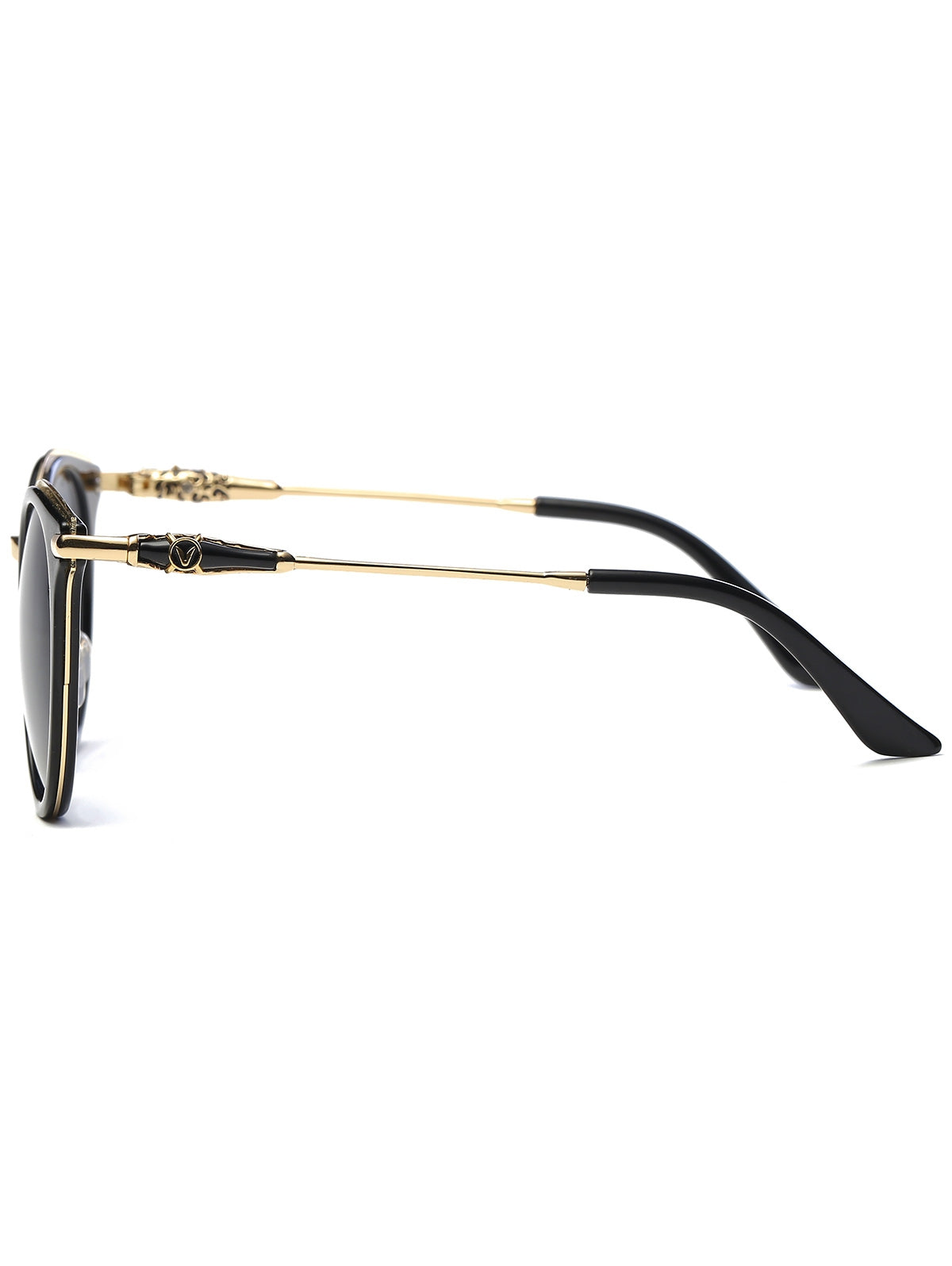 Cat Eye Metal Splicing Leg Round Sunglasses