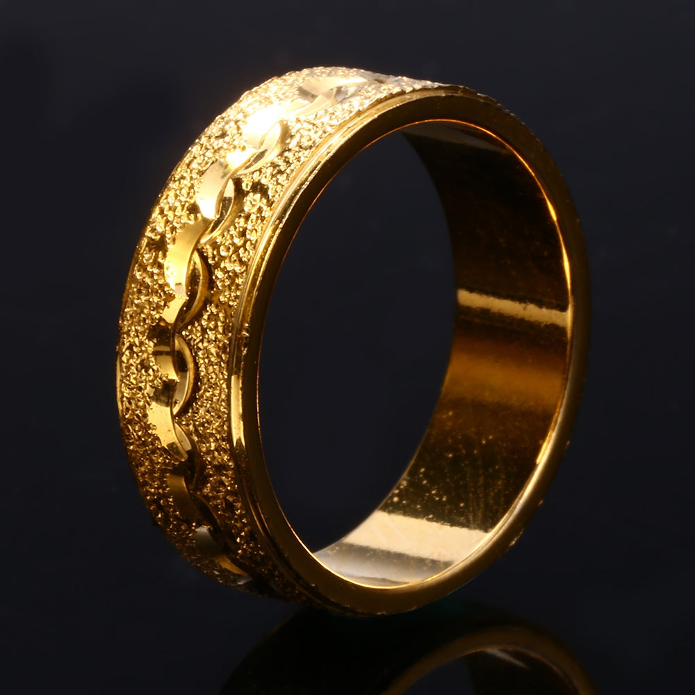 18K Electroplate Gold Color Simple Design Wave Pattern Ring