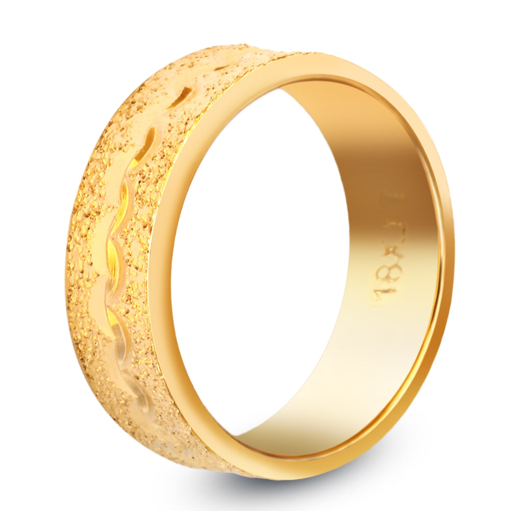 18K Electroplate Gold Color Simple Design Wave Pattern Ring